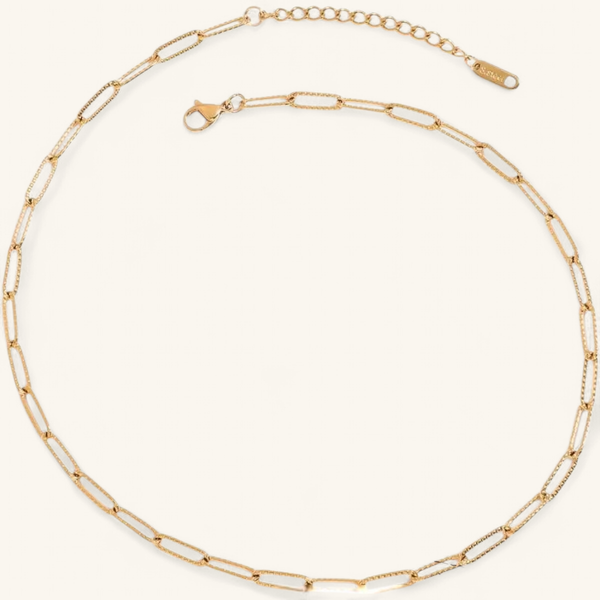 Gold paperclip chain necklace — clean studio packshot