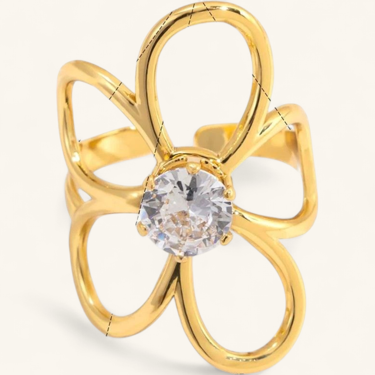 Gold flower ring — clean studio packshot
