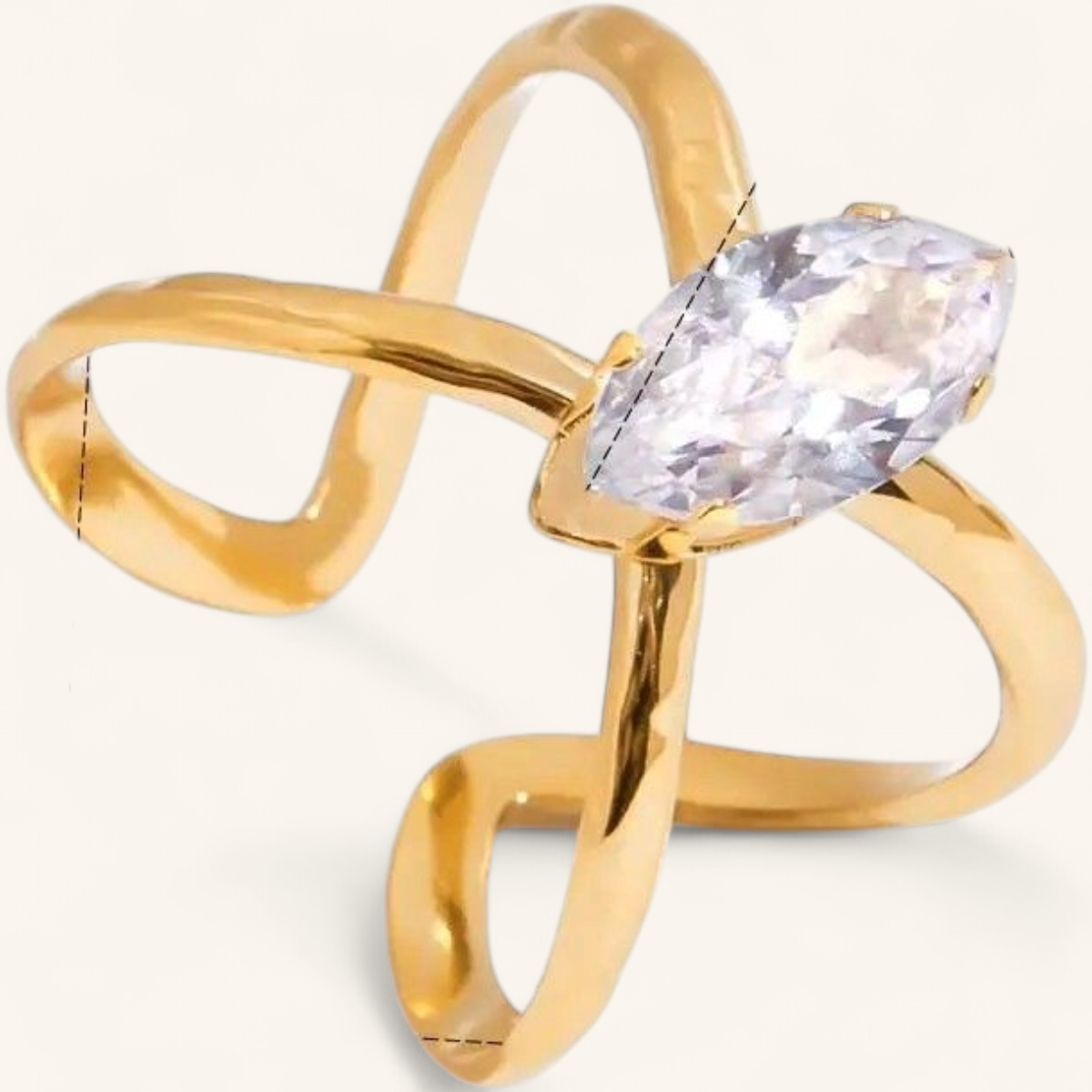Gold zircon ring — clean studio packshot
