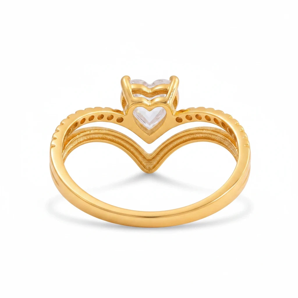 Chevron Heart Zircon Ring