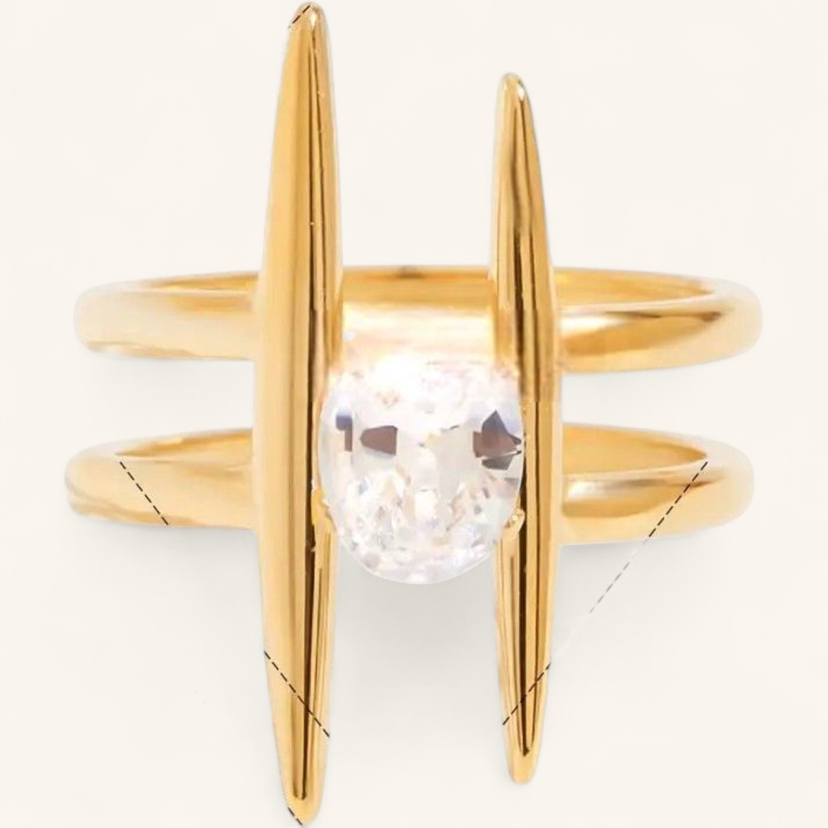 Gold zircon ring — clean studio packshot