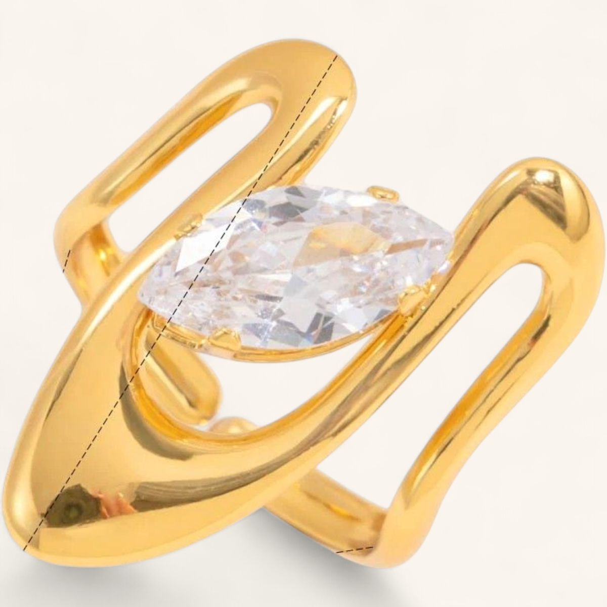 Gold zircon ring — clean studio packshot