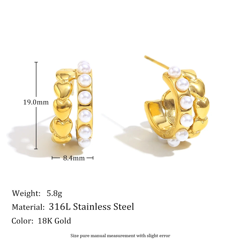 Gold Pearl Hoop Earrings — dimensions