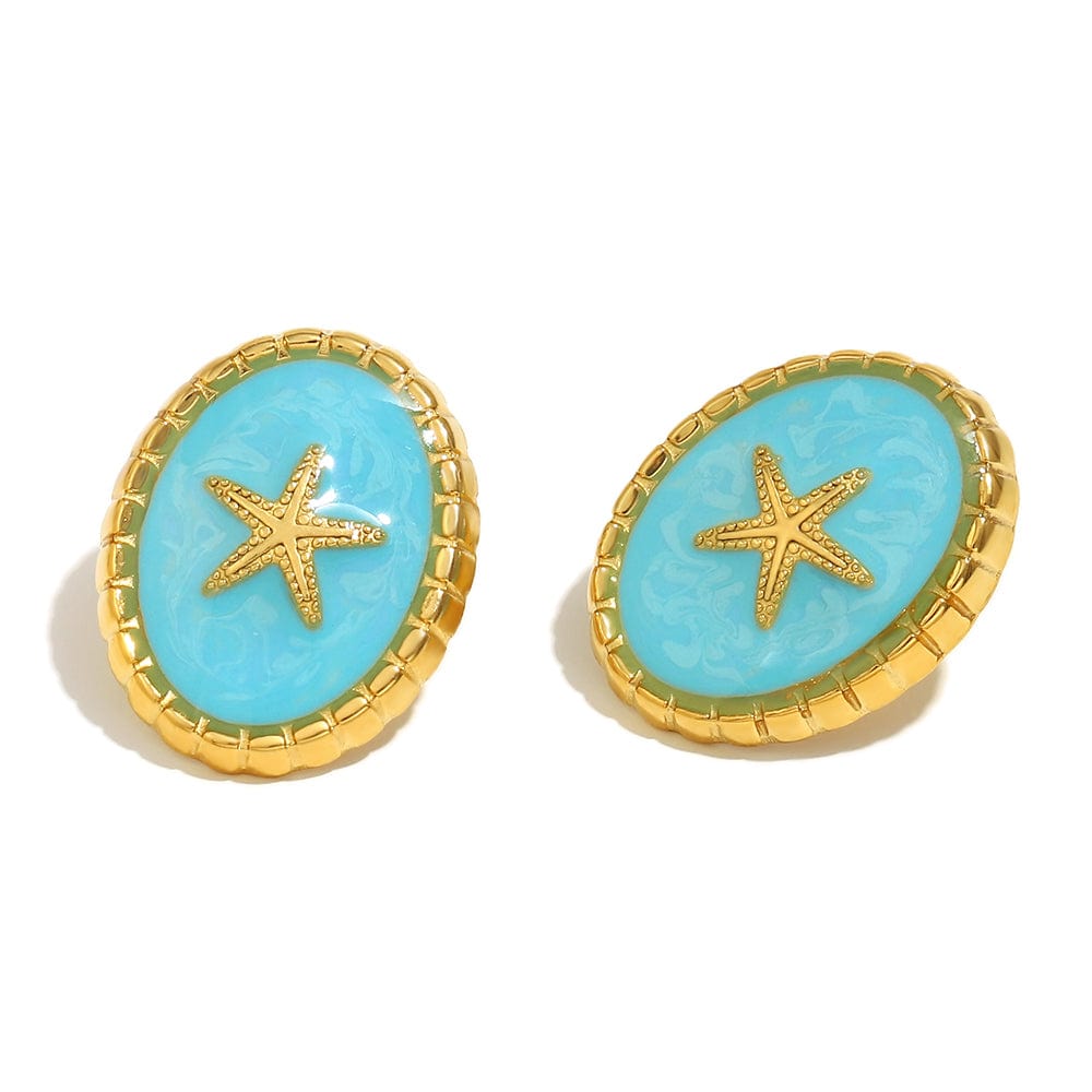 Aqua Starfish Stud Earrings   <br> ⭐⭐⭐⭐⭐(128)