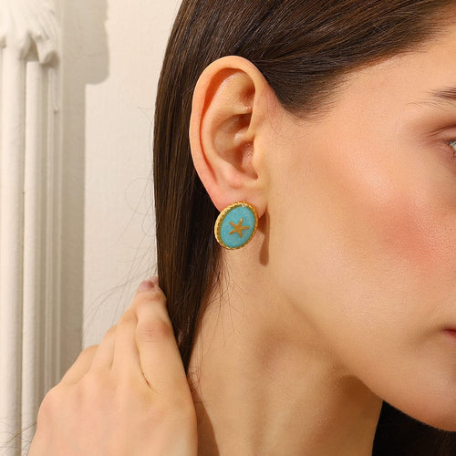 Aqua Starfish Stud Earrings   <br> ⭐⭐⭐⭐⭐(128)