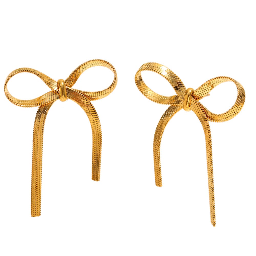 Gold Bow Ribbon Earrings   <br> ⭐⭐⭐⭐⭐(143)