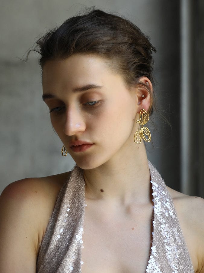 Golden Abstract Bloom Earrings   <br> ⭐⭐⭐⭐⭐(122)