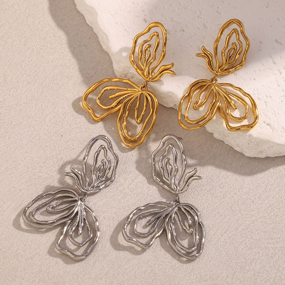 Golden Abstract Bloom Earrings   <br> ⭐⭐⭐⭐⭐(122)