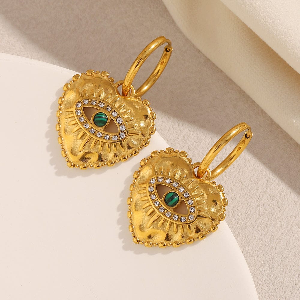 Evil Eye Heart Hoops   <br> ⭐⭐⭐⭐⭐(113)