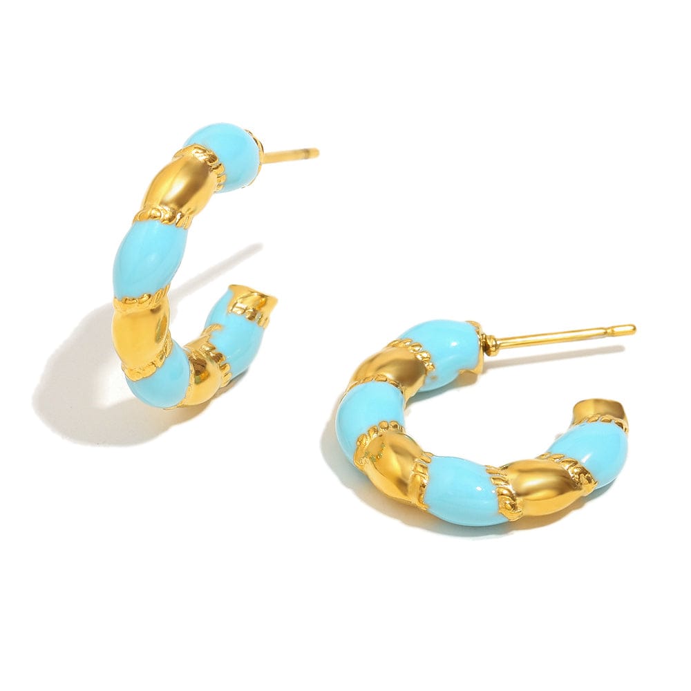 Turquoise & Gold Chunky Hoops   <br> ⭐⭐⭐⭐⭐(116)
