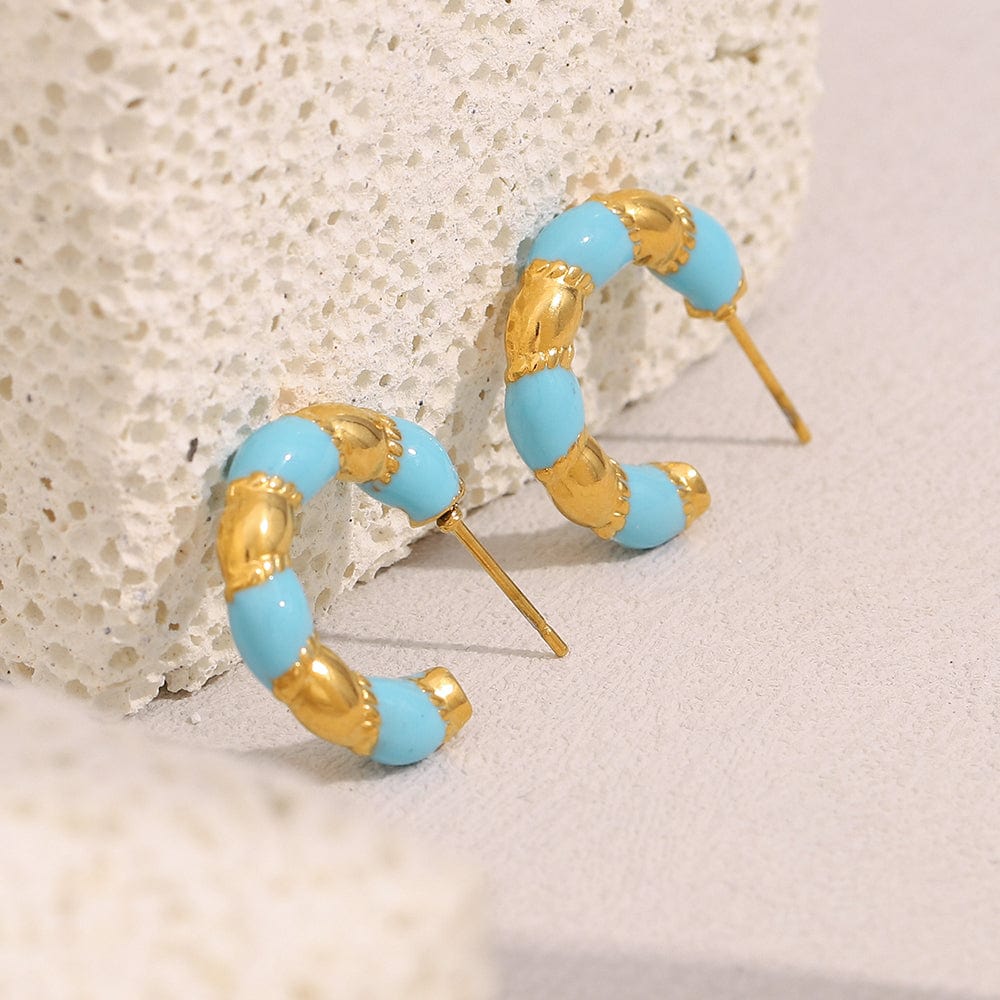 Turquoise & Gold Chunky Hoops   <br> ⭐⭐⭐⭐⭐(116)