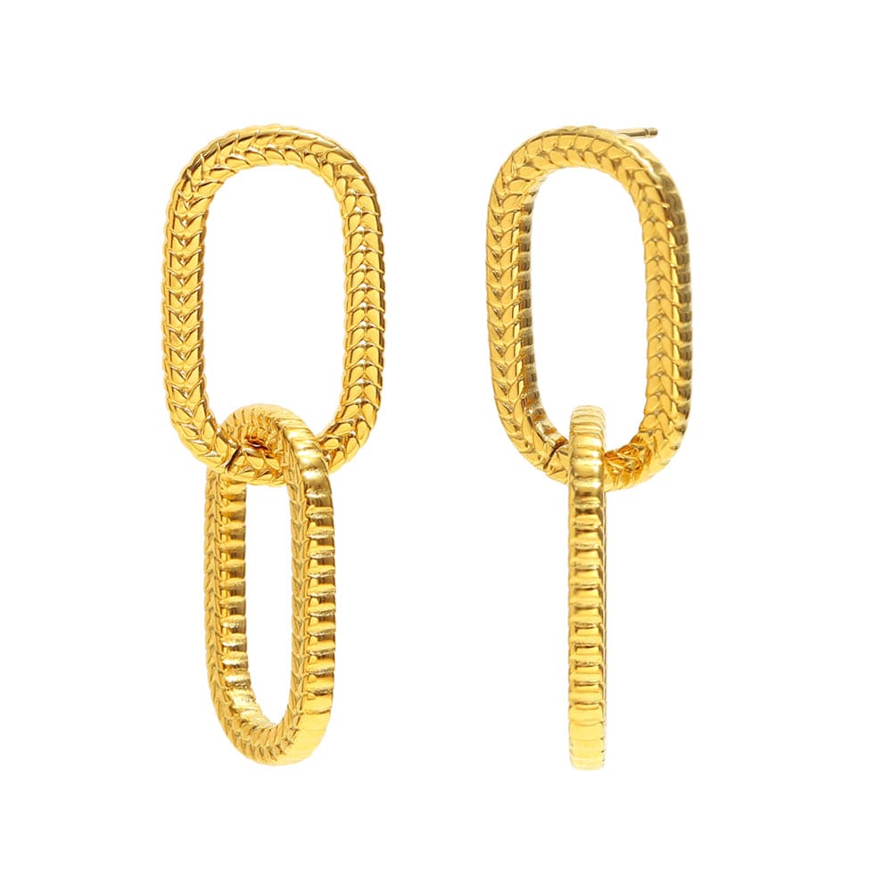 Gold Textured Chain Link Drop Earrings  <br>  ⭐⭐⭐⭐⭐(172)