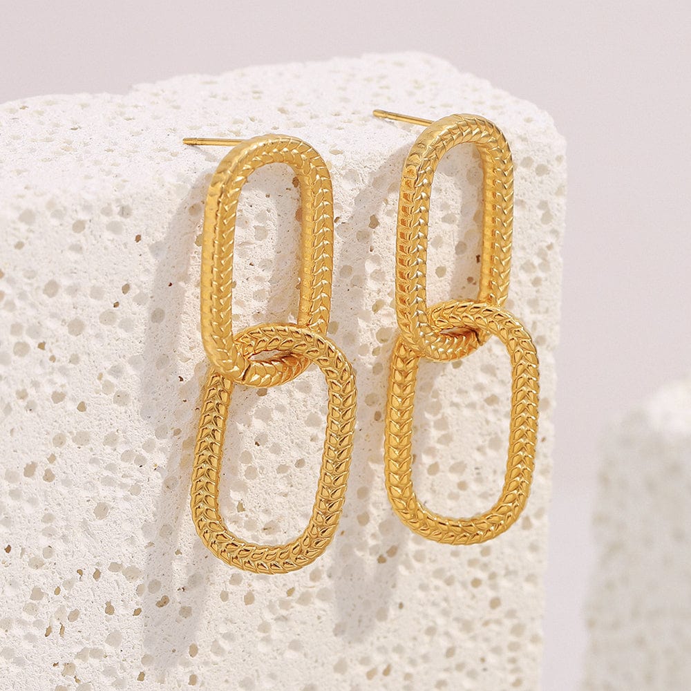 Gold Textured Chain Link Drop Earrings  <br>  ⭐⭐⭐⭐⭐(172)