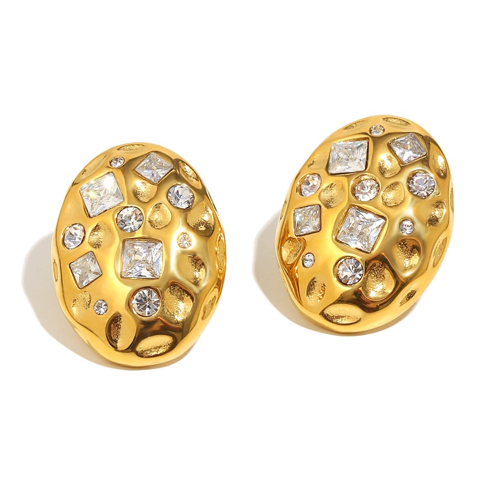 Luxe Textured Crystal Studs