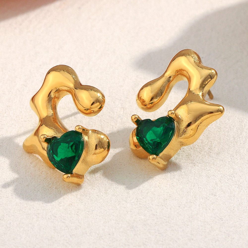 Green Heart Abstract Studs   <br> ⭐⭐⭐⭐⭐(252)