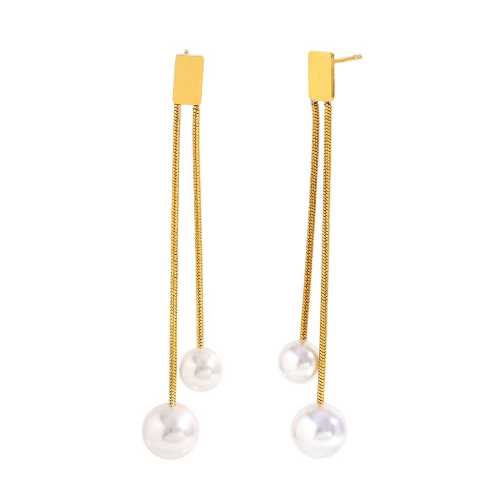 Long Gold Pearl Drop Earrings   <br> ⭐⭐⭐⭐⭐(154)