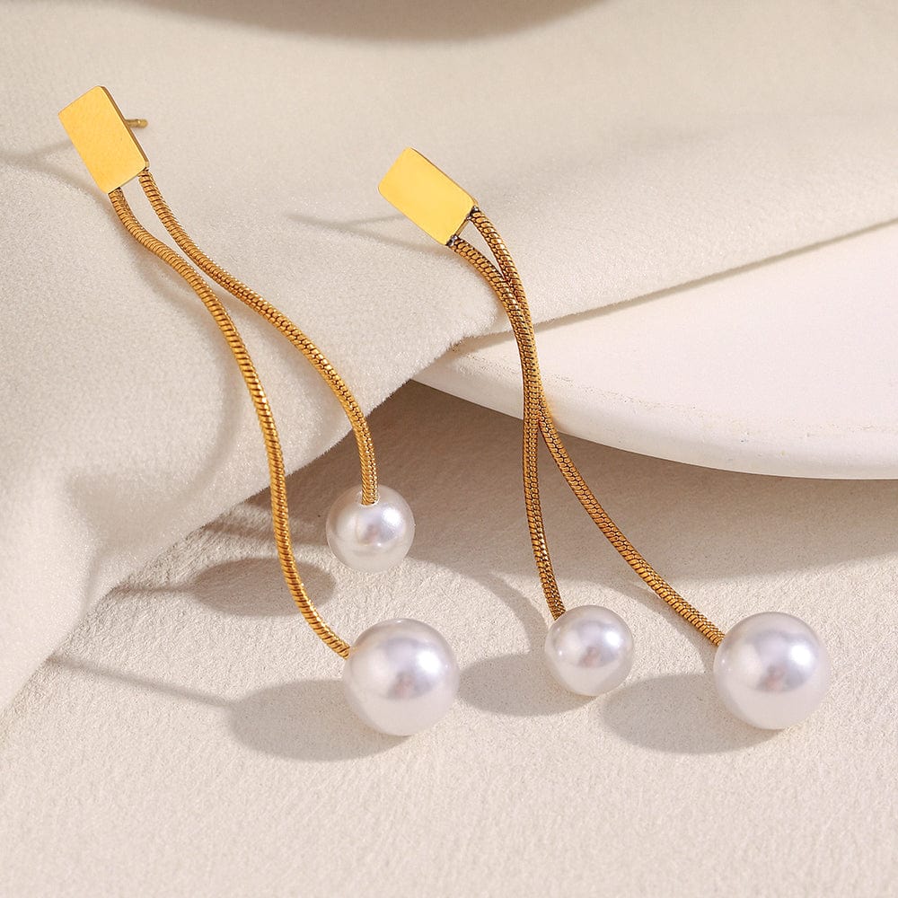 Long Gold Pearl Drop Earrings   <br> ⭐⭐⭐⭐⭐(154)
