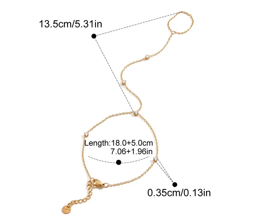 Constellation Zircon Hand Chain — dimensions