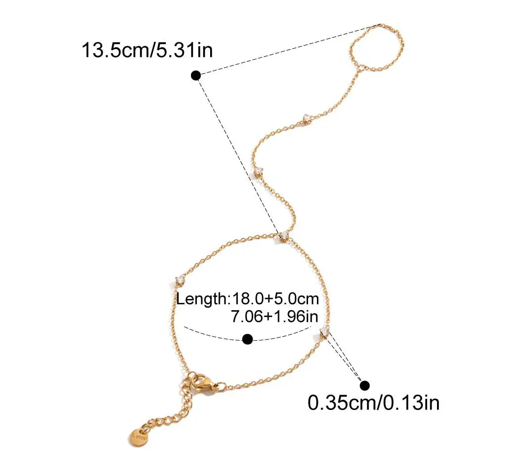 Constellation Zircon Hand Chain — dimensions