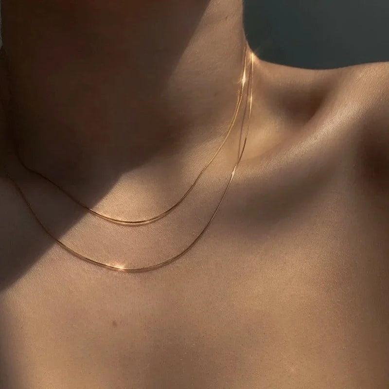 Layered Snake Chain Necklace — supplier angle 1