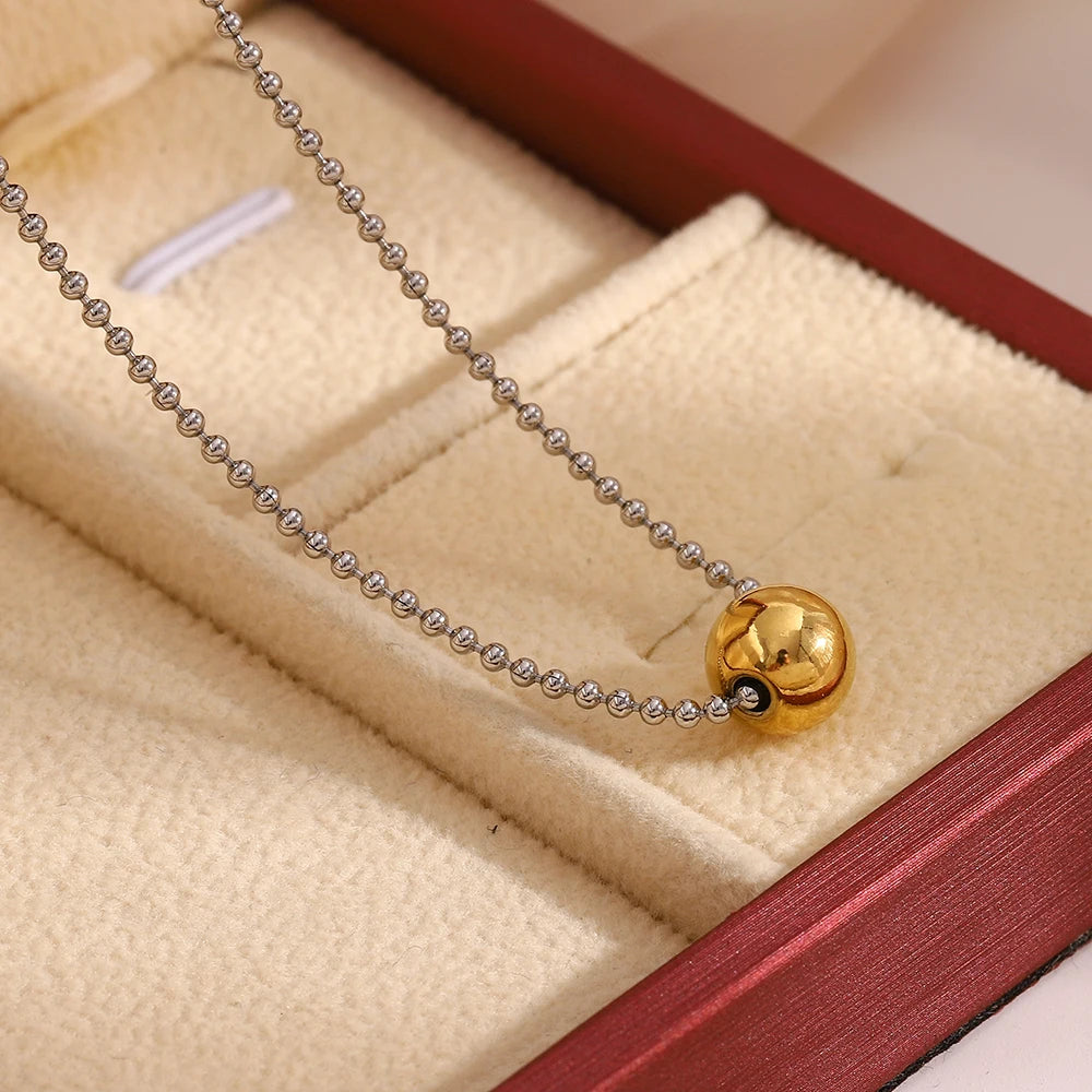 Silver Bead Charm Necklace — supplier angle 2