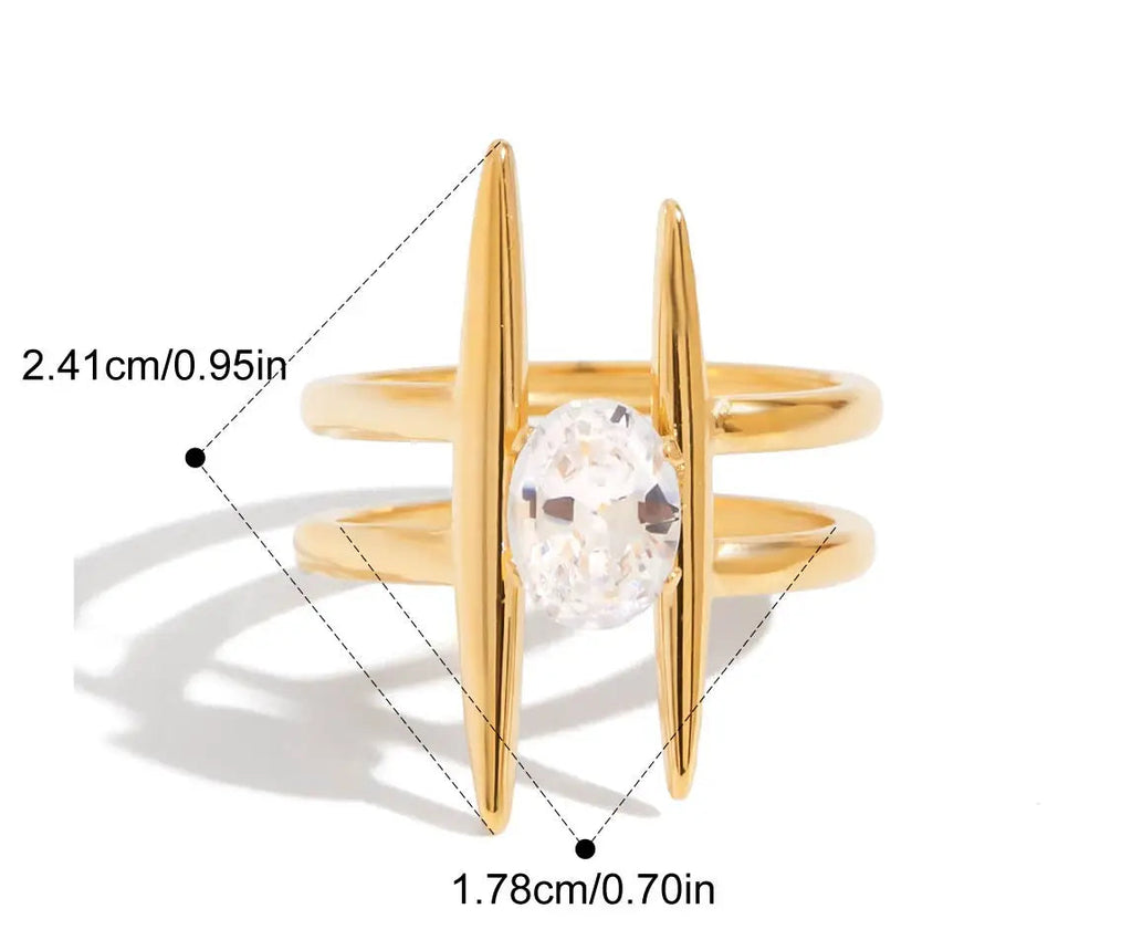 Crossover Marquise Ring with dimensions