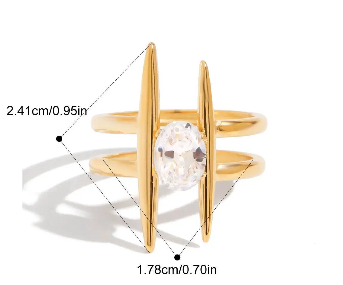 Crossover Marquise Ring with dimensions