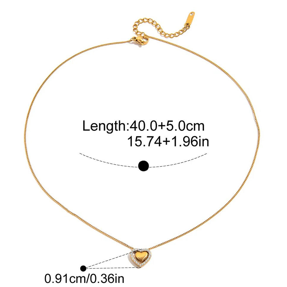 Petite Heart Necklace with dimensions