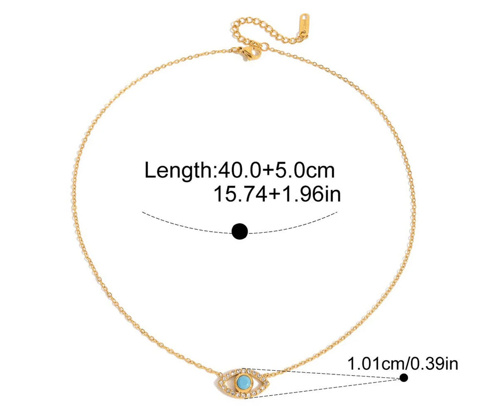 Azure Evil Eye Halo Necklace — dimensions