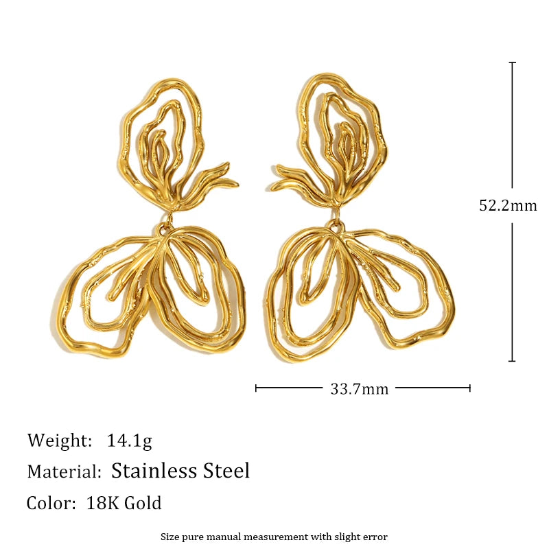 Golden Abstract Bloom Earrings — dimensions