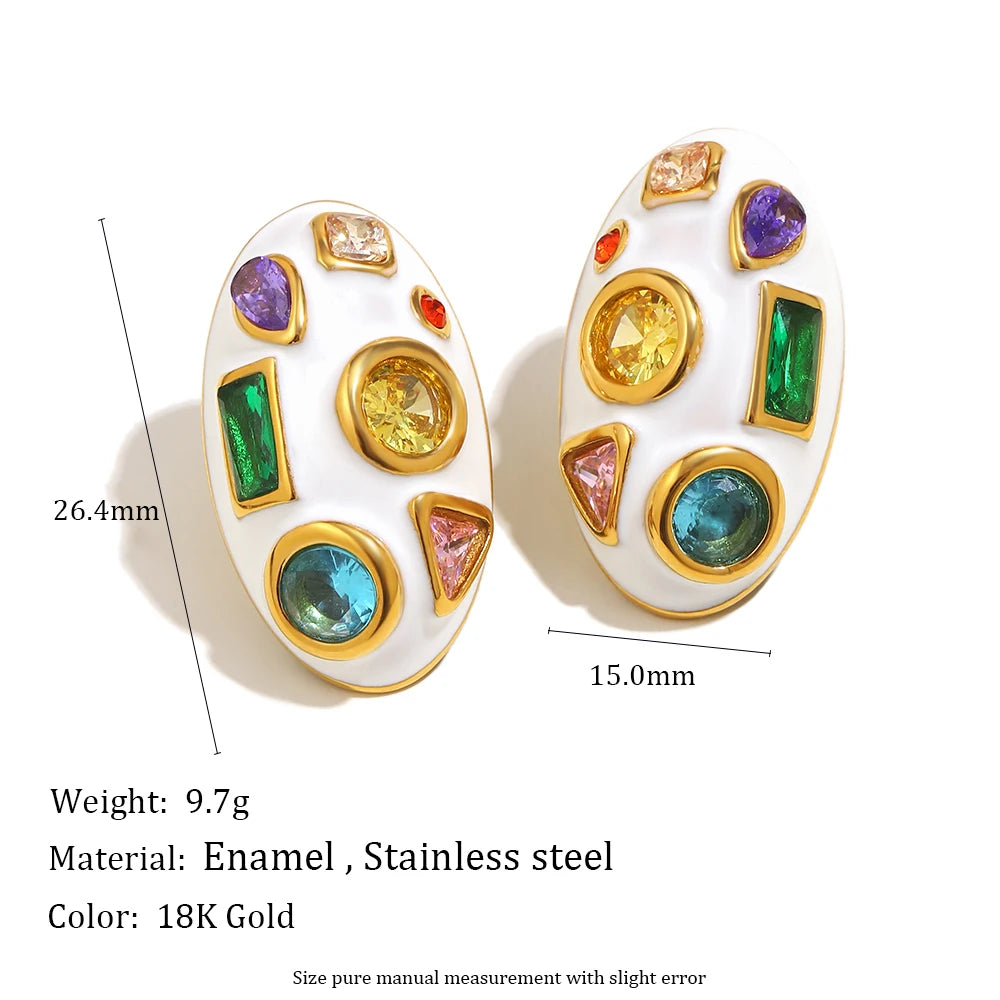 Colorburst Enamel Stud Earrings — dimensions