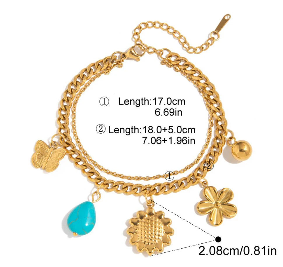 Meadow Charm Layered Bracelet — dimensions