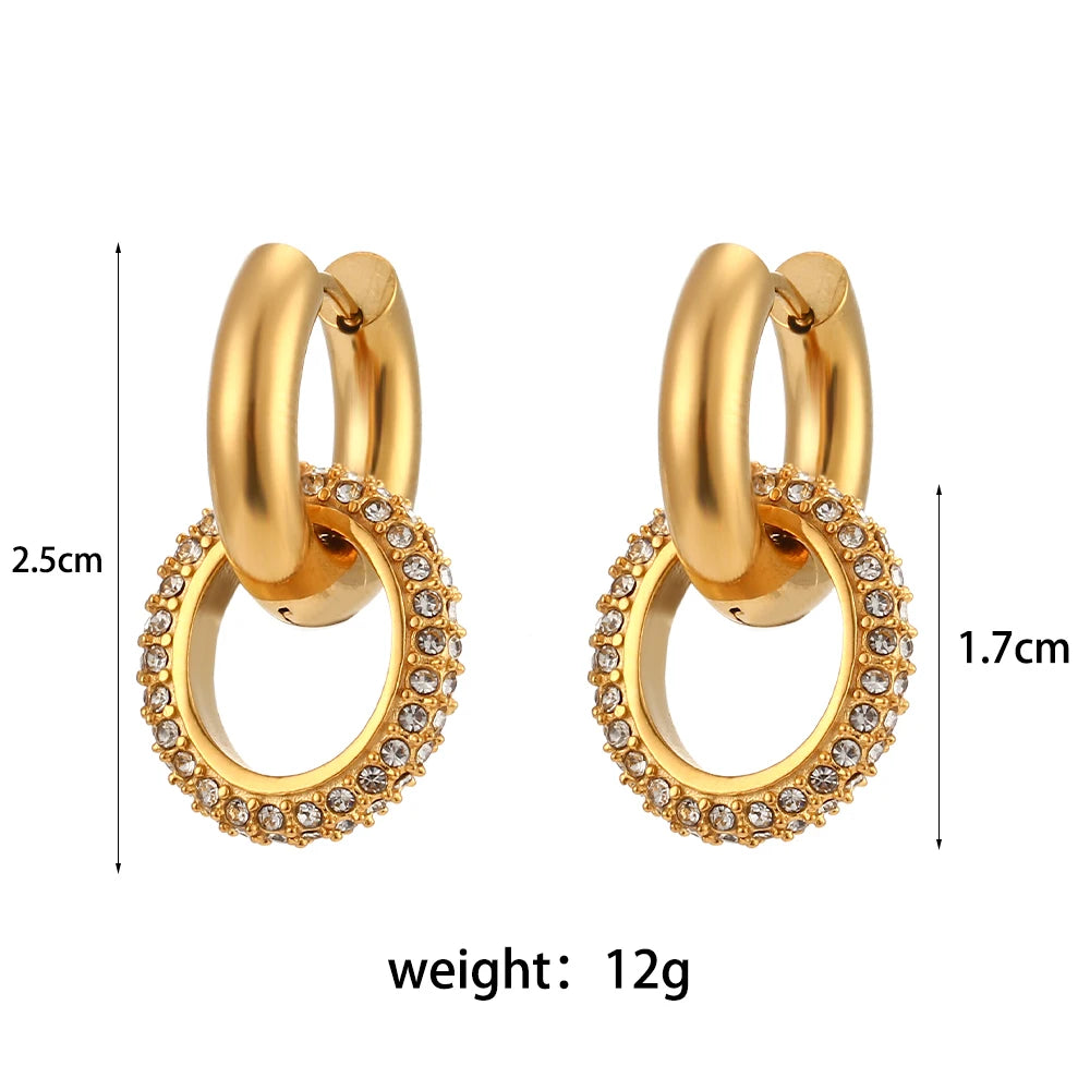 Crystal Double Hoops — dimensions