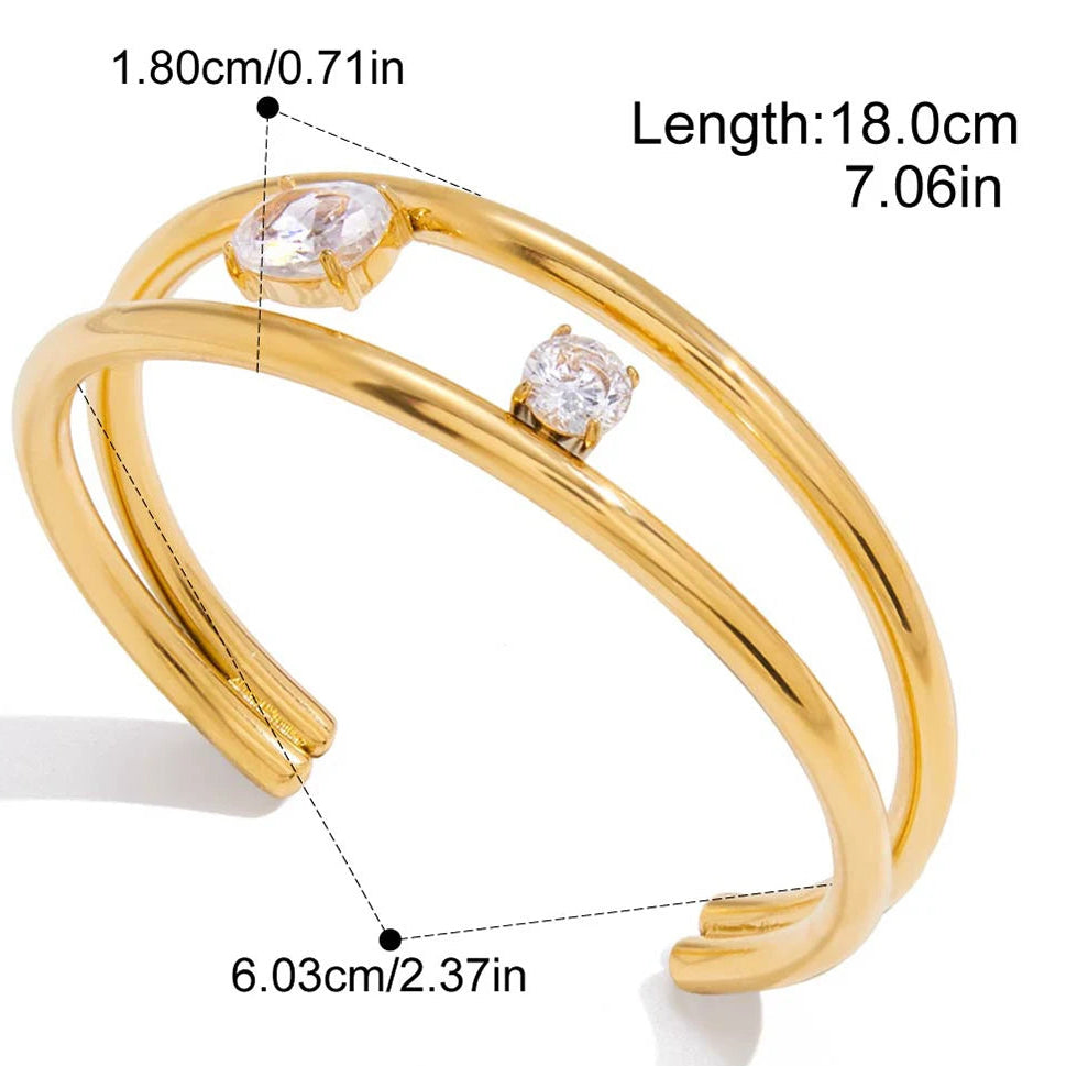 Orbit Zircon Double Cuff — dimensions