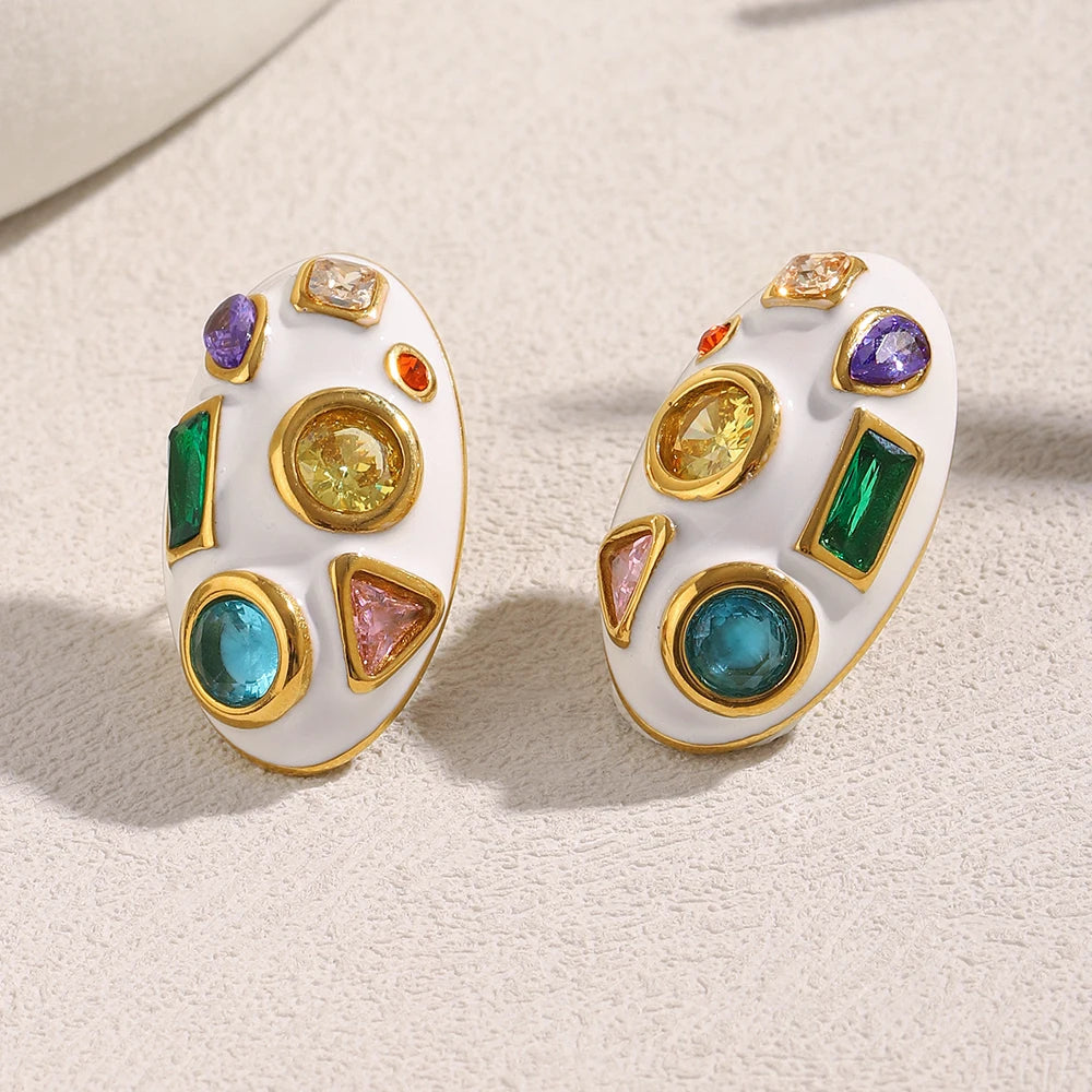 Colorburst Enamel Stud Earrings — supplier angle 1