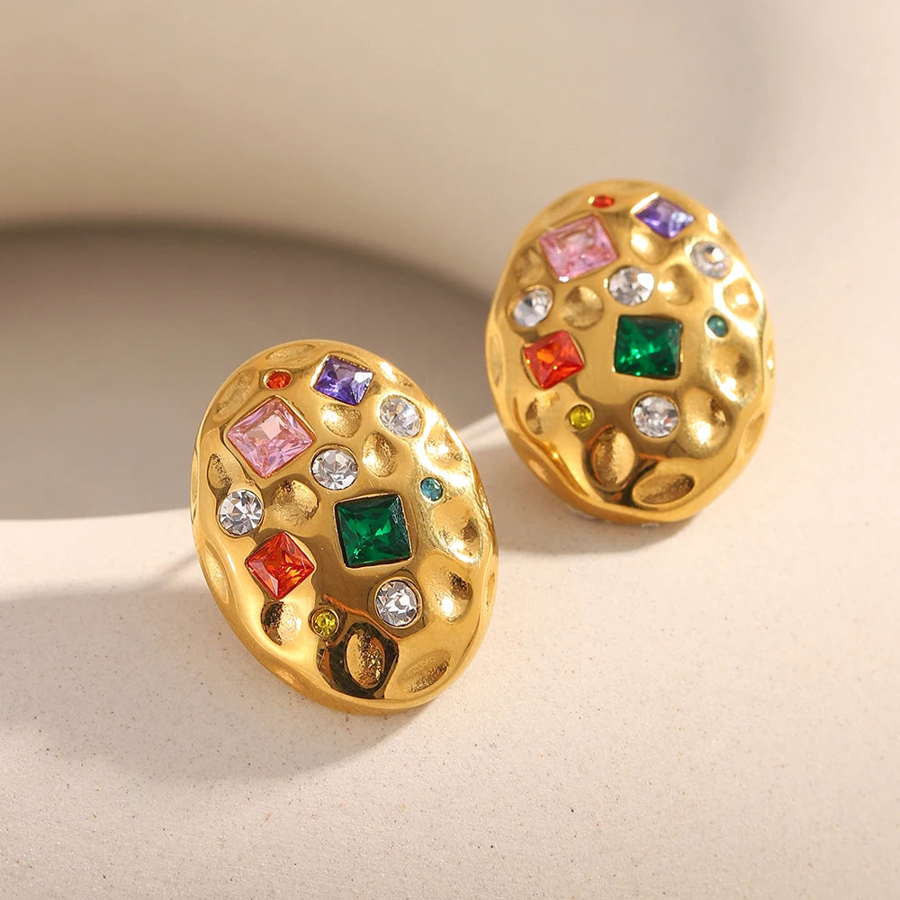 Luxe Textured Crystal Studs — supplier angle 1