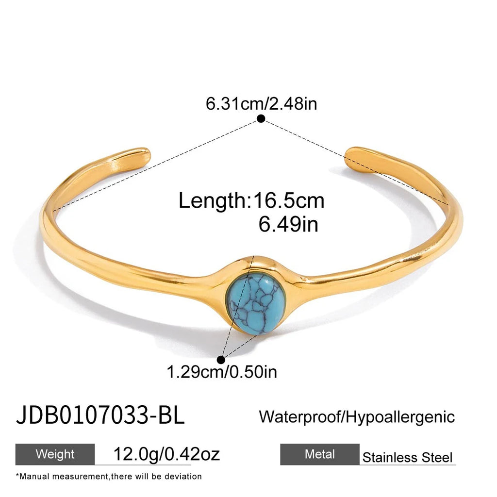 Stone Signet Stacking Bangle — Turquoise, with dimensions