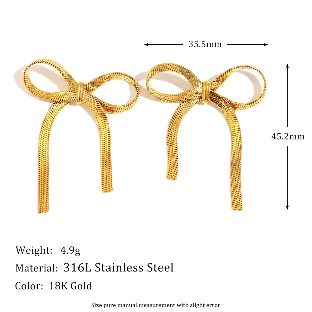 Gold Bow Ribbon Earrings — dimensions