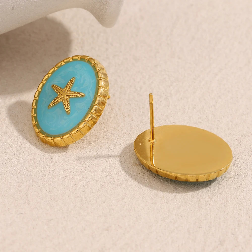 Aqua Starfish Stud Earrings — supplier angle 1