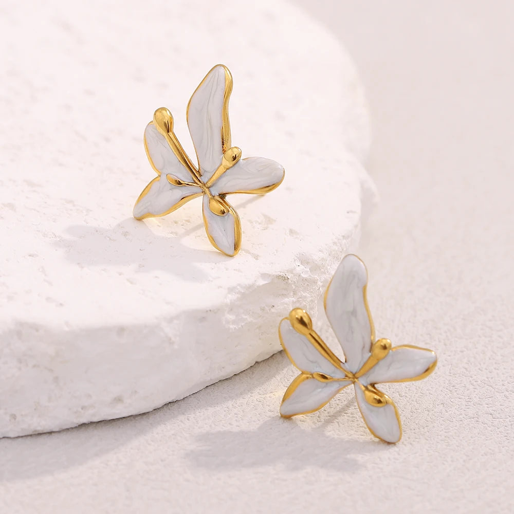 Gold & Pearl Flower Studs — supplier angle 2