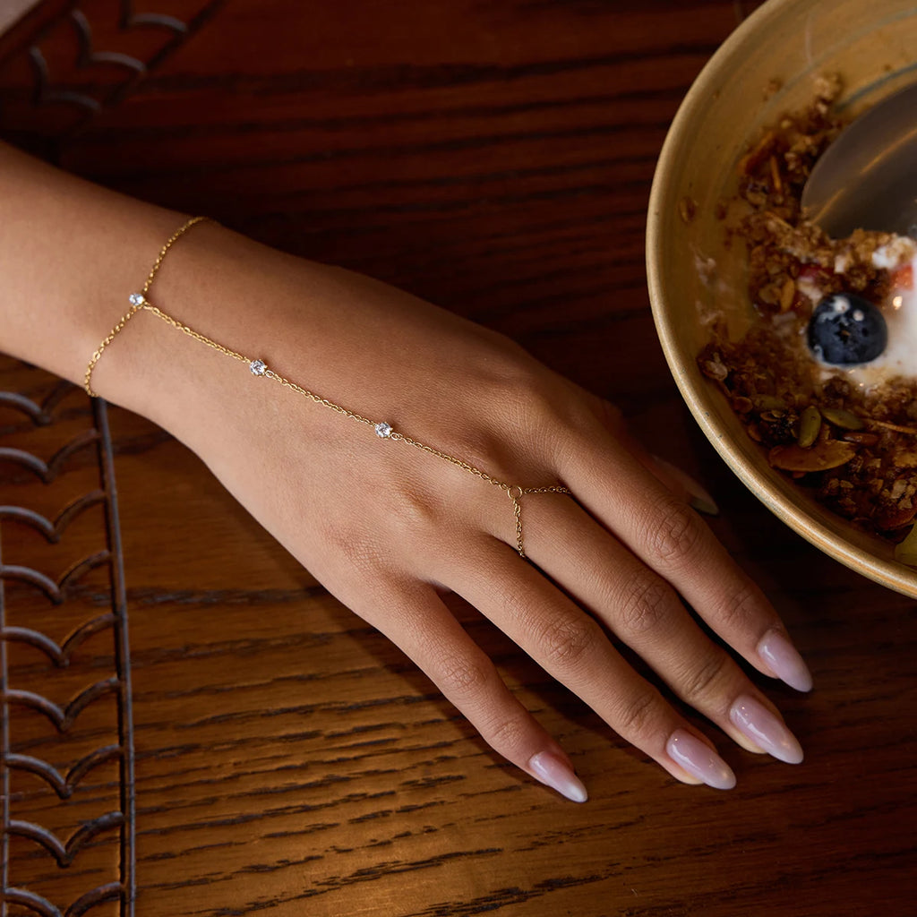 Constellation Zircon Hand Chain — detail angle