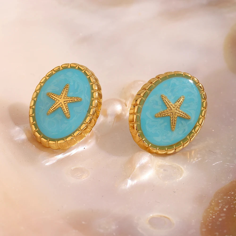 Aqua Starfish Stud Earrings — supplier angle 2