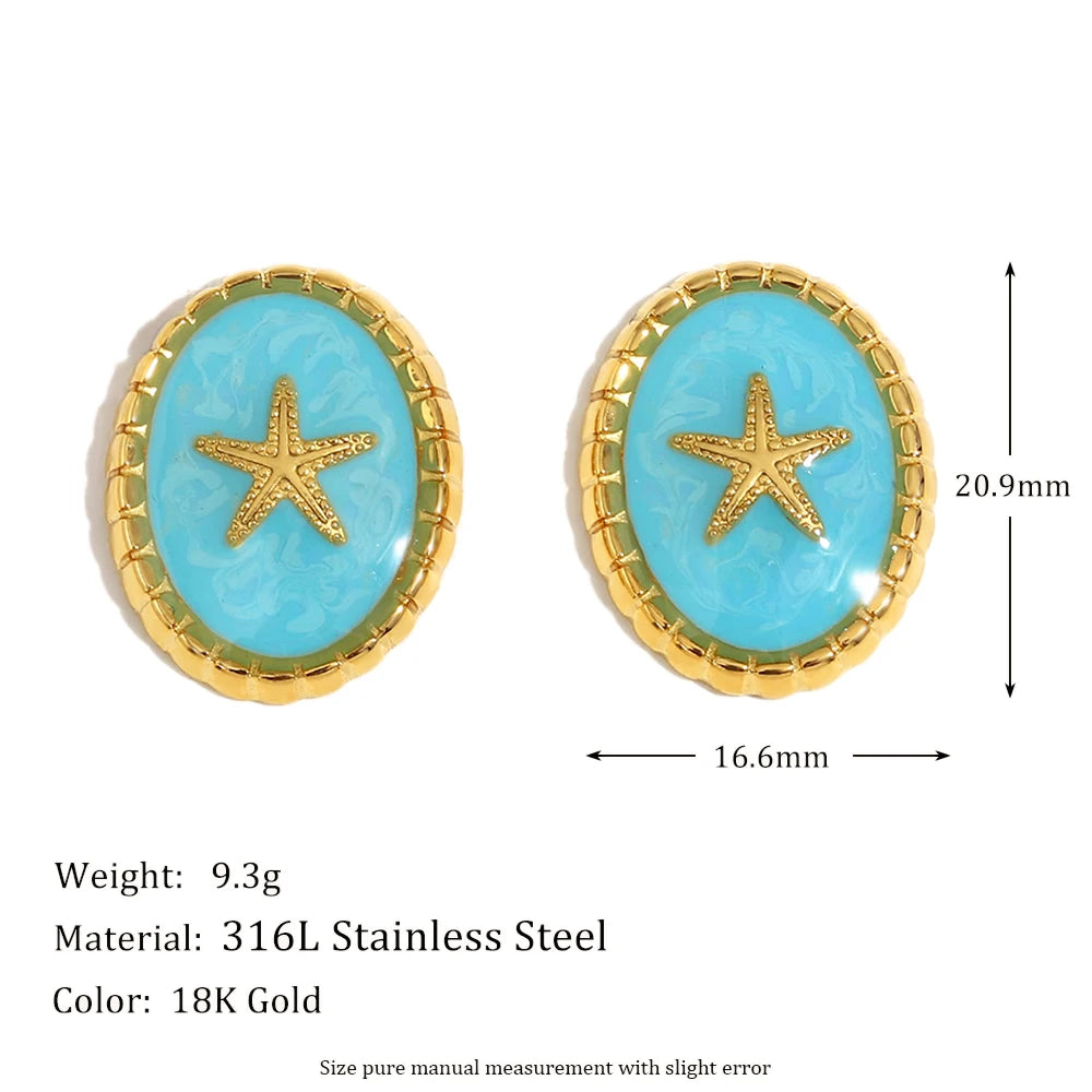 Aqua Starfish Stud Earrings — dimensions
