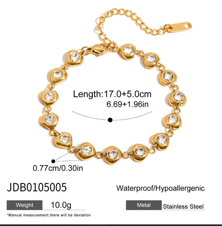 Crystal Heart Link Bracelet — dimensions