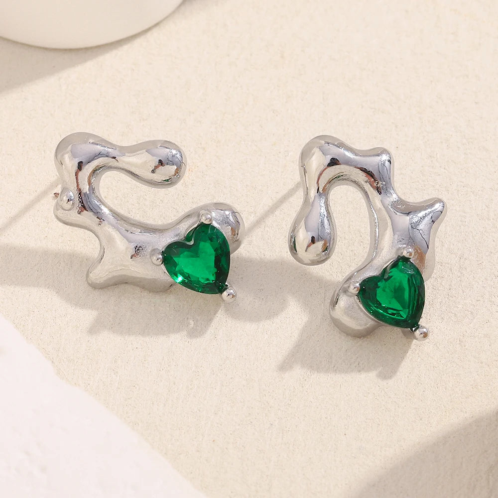 Green Heart Abstract Studs — supplier angle 1