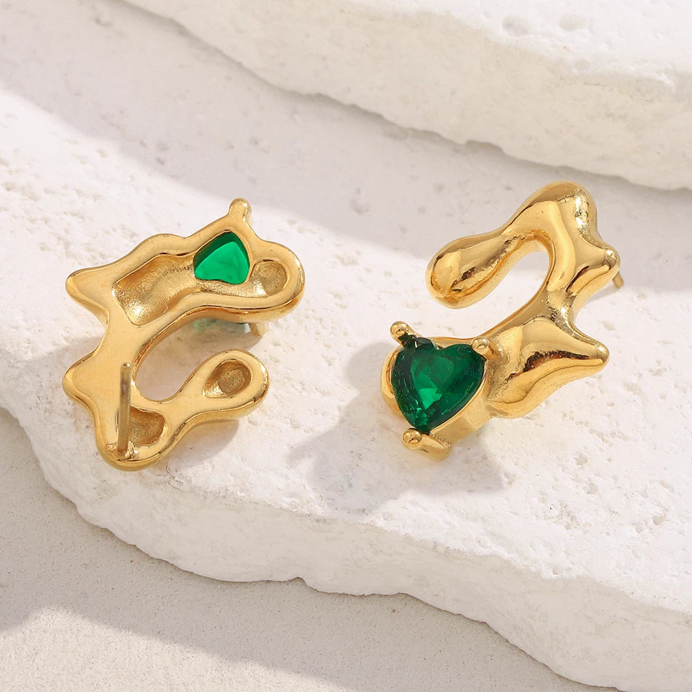 Green Heart Abstract Studs — supplier angle 2