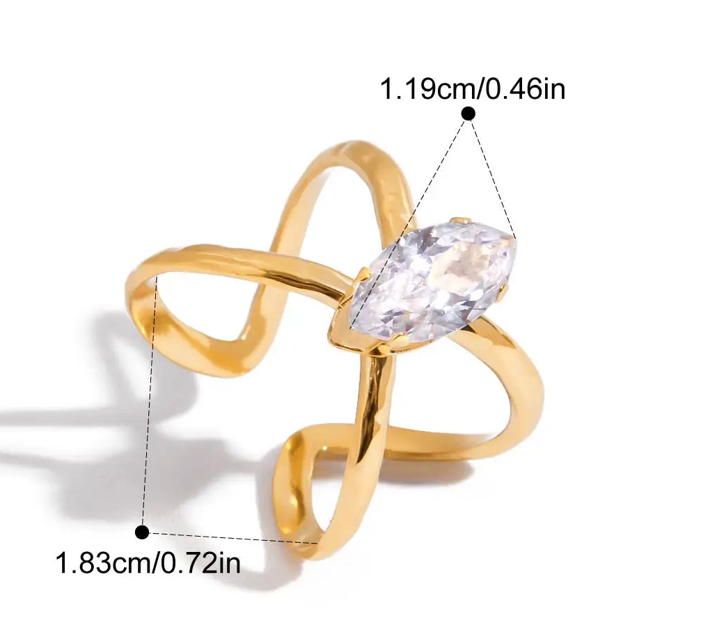 Petal Trace Marquise Ring with dimensions