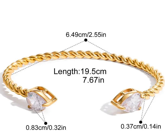 Twisted Rope Zircon Cuff — dimensions
