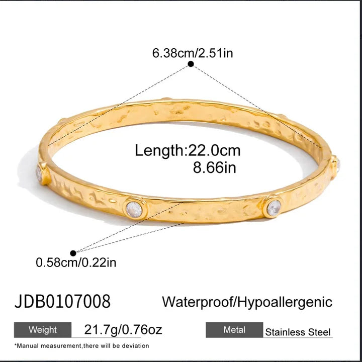Hammered Halo Zircon Bangle — dimensions