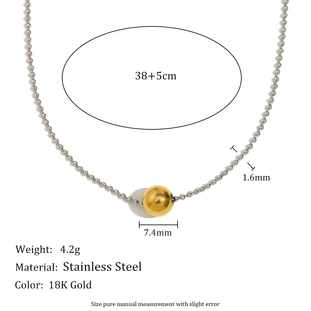 Silver Bead Charm Necklace — dimensions